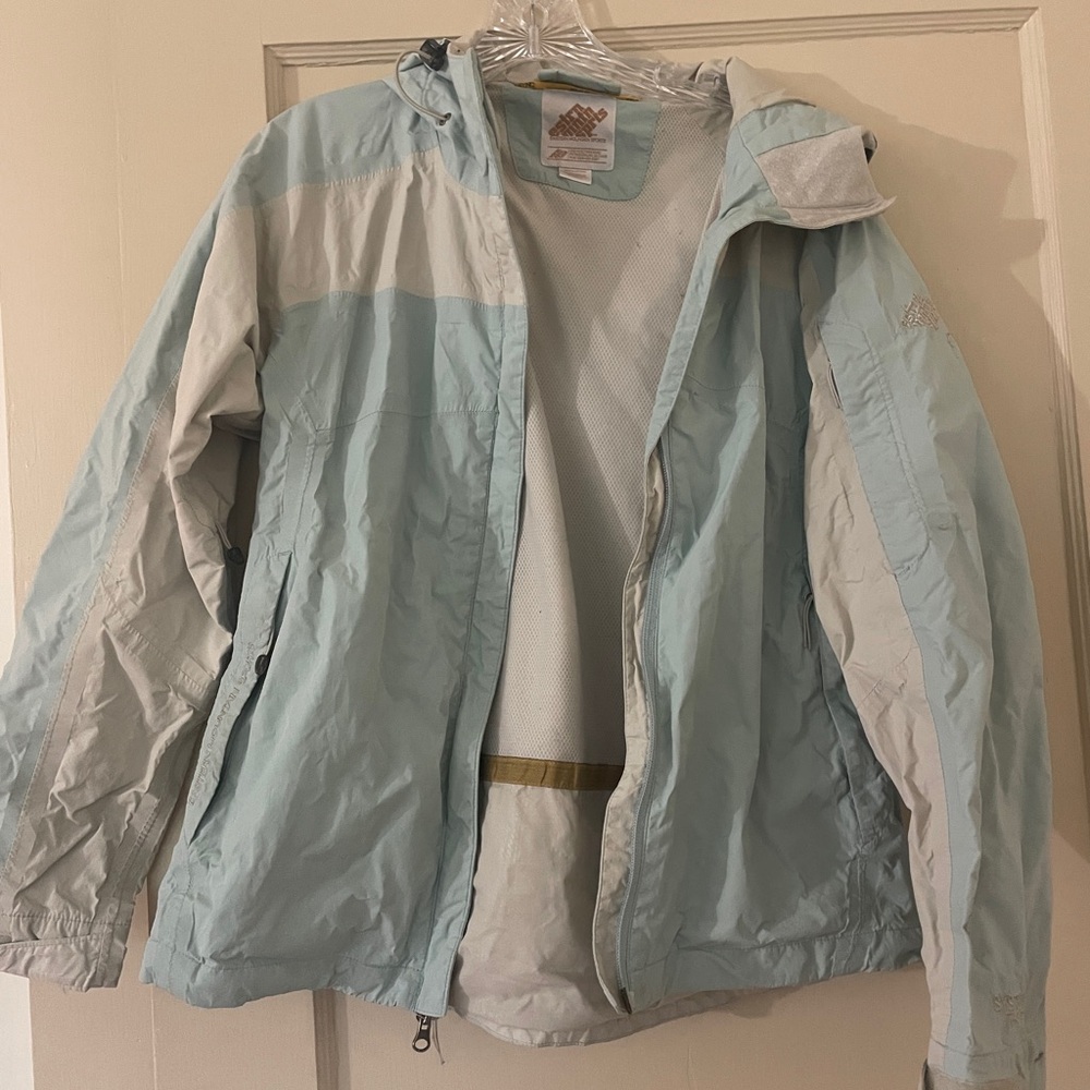 Eastern Mountain Sports Light Blue and White Jacket